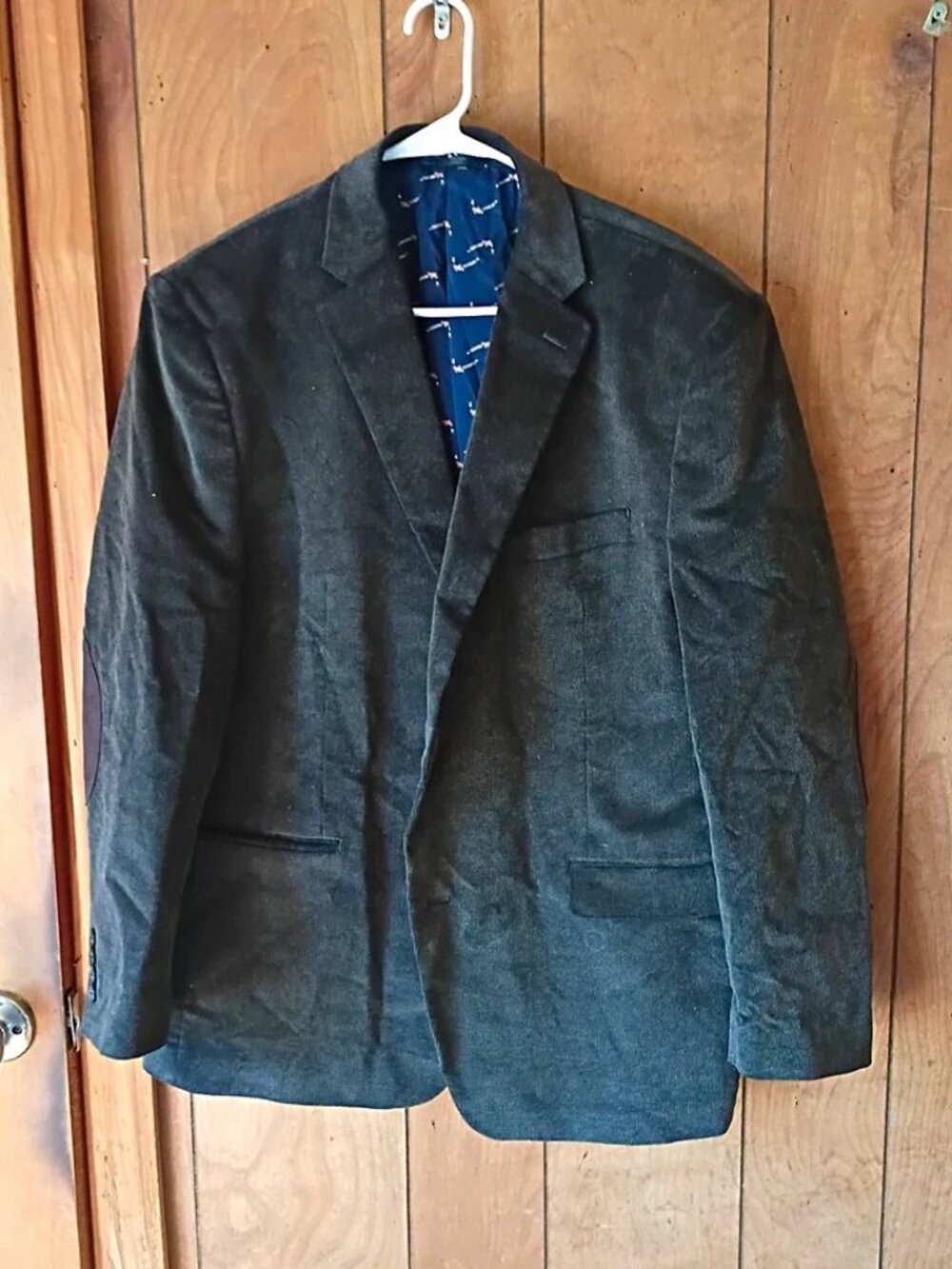 Chaps Mens black Corduroy Blazer Sport Coat Elbow Patches Size 46R